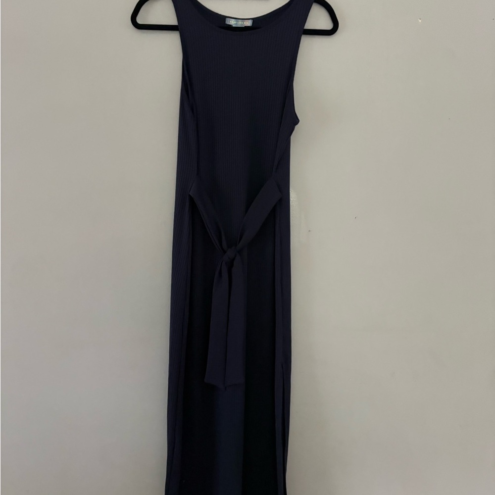Good Luck Gem Navy Ribbed Sleeveless Maxi Dress